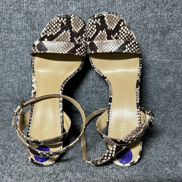 Michael Kors Snake Skin Print Block Heel Ankle Strap Sandals Size 8.5M - Picture 4 of 9